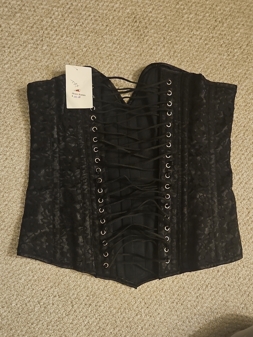 Black Lace-Up Overbust Corset - Unbranded Elegance